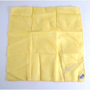 Women's Vintage Handkerchief Hankie Blue Ribbon Sticker Agnes Yellow Retro